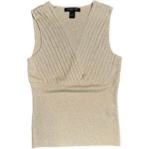 August Silk Sleeveless Shirt, Gold, Size medium